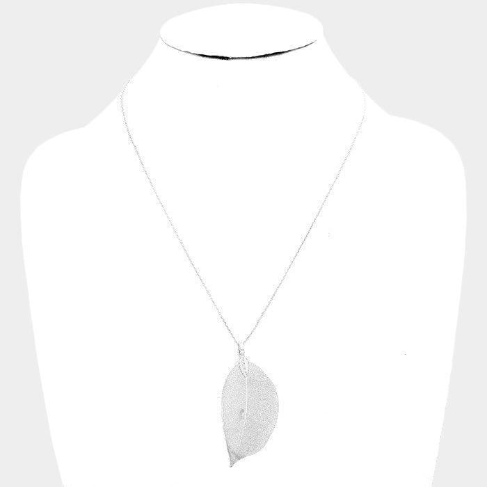 Natural Dipped Filigree Leaf Pendant Necklace - Jewelry Store by Erik Rayo