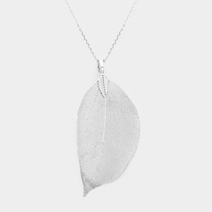 Natural Dipped Filigree Leaf Pendant Necklace - Jewelry Store by Erik Rayo