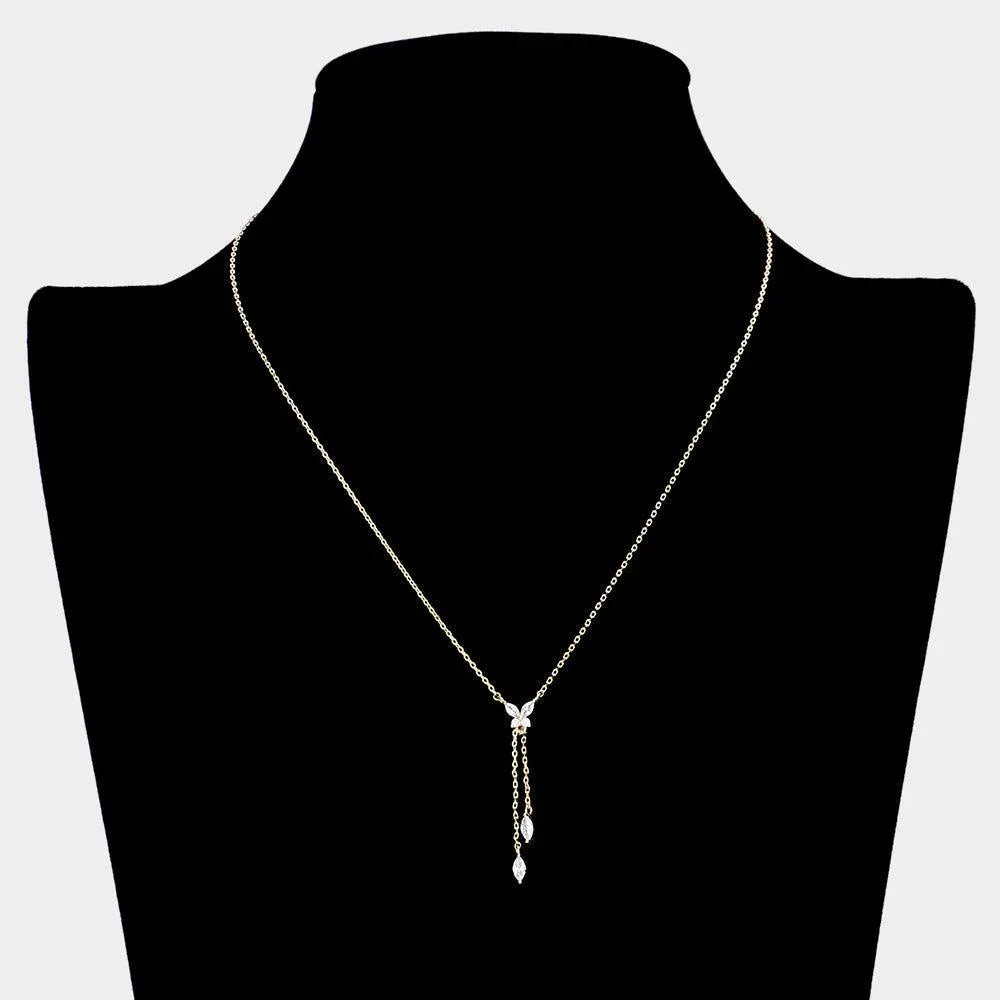 Gold Stone Pointed Butterfly Y Drop Pendant Necklace - Jewelry Store by Erik Rayo