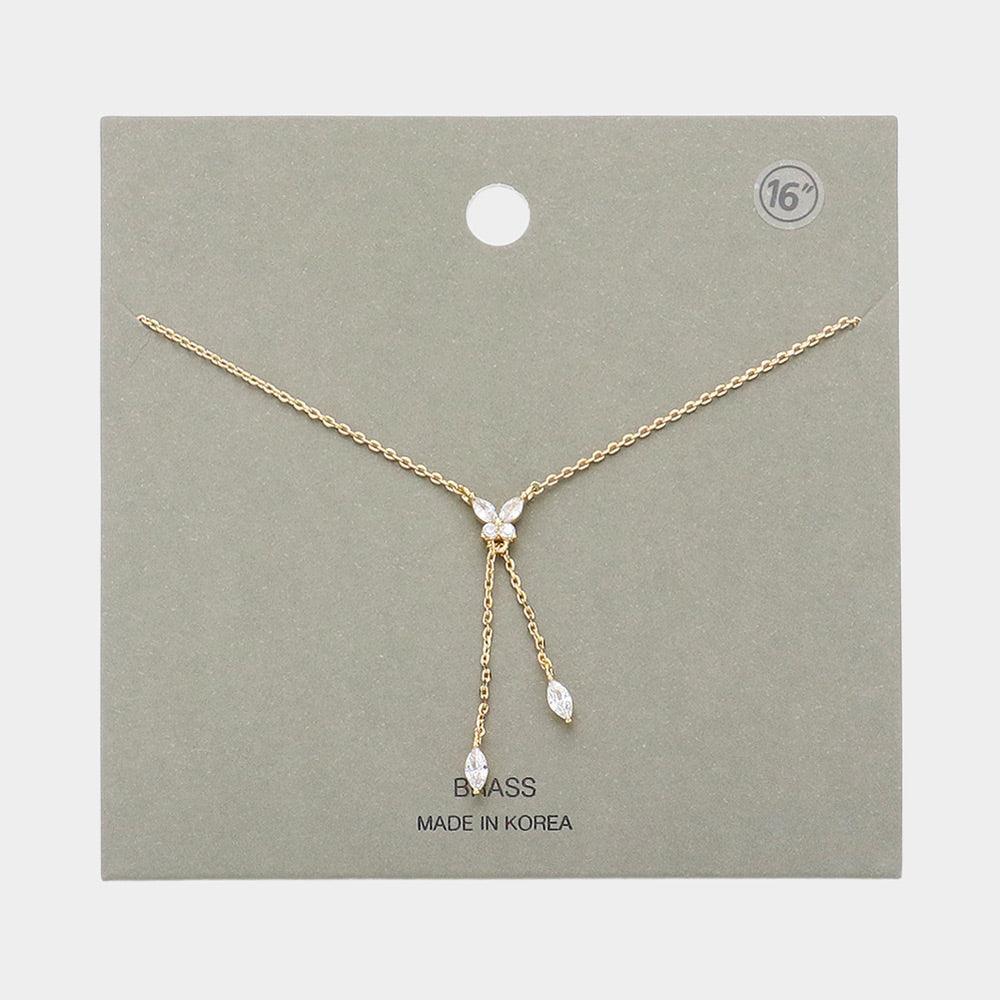 Gold Stone Pointed Butterfly Y Drop Pendant Necklace - Jewelry Store by Erik Rayo