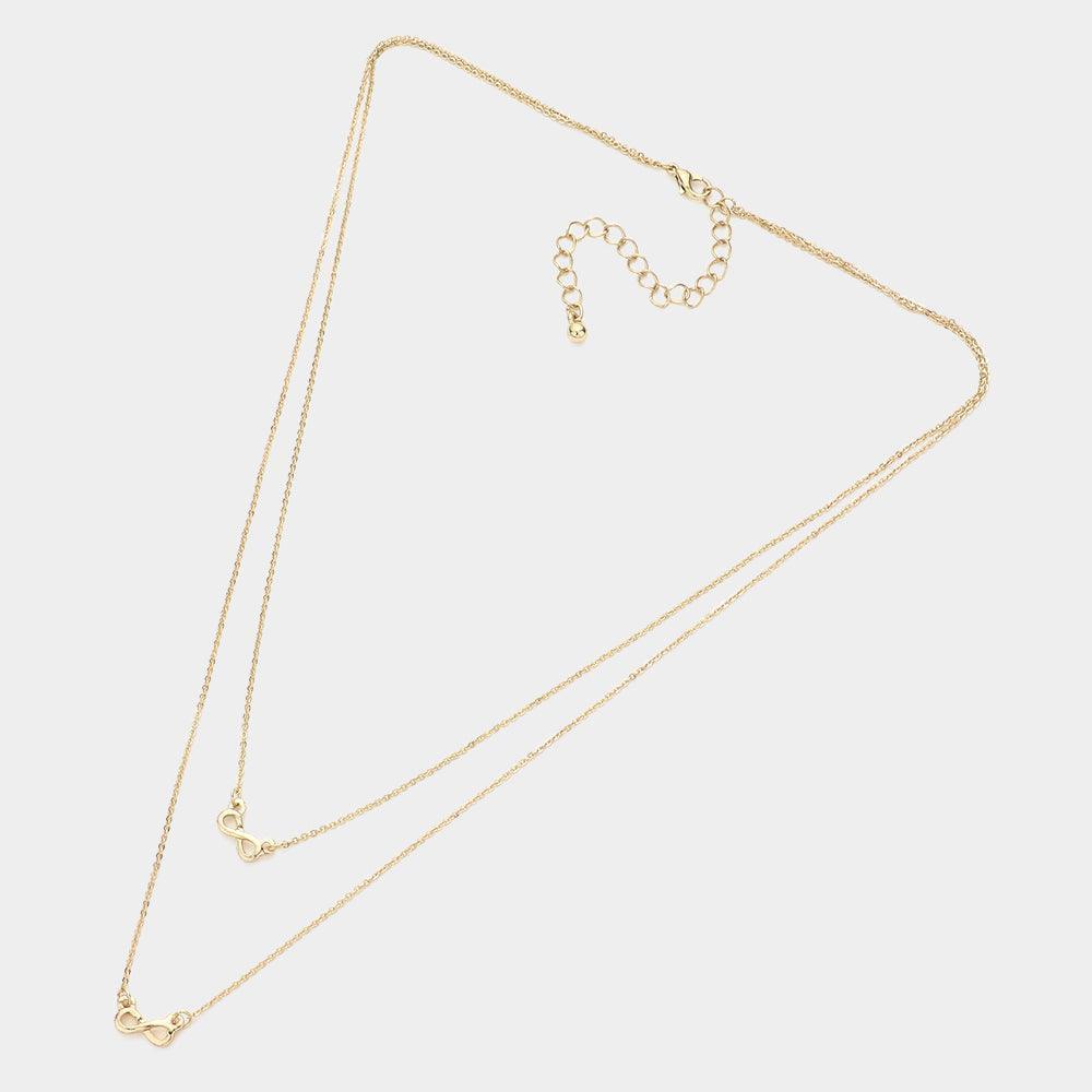 Gold Double Layer Infinity Pendant Necklace - Jewelry Store by Erik Rayo