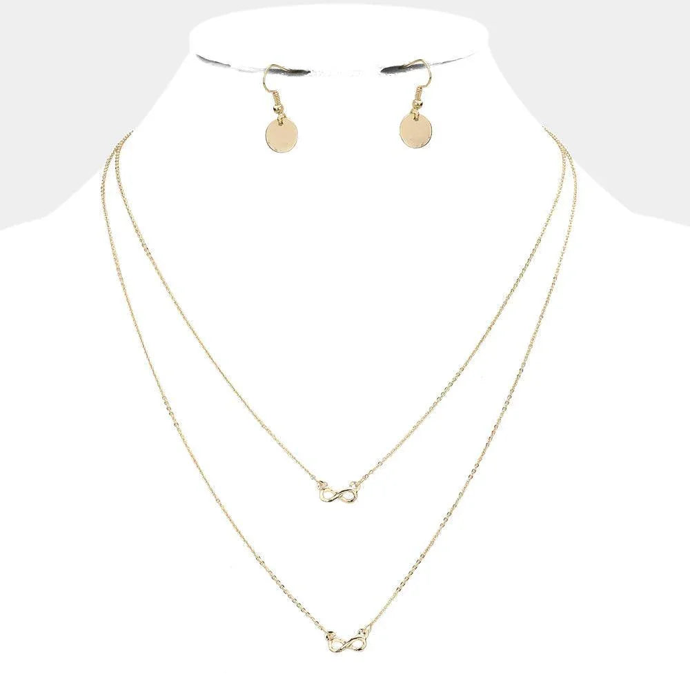 Gold Double Layer Infinity Pendant Necklace - Jewelry Store by Erik Rayo