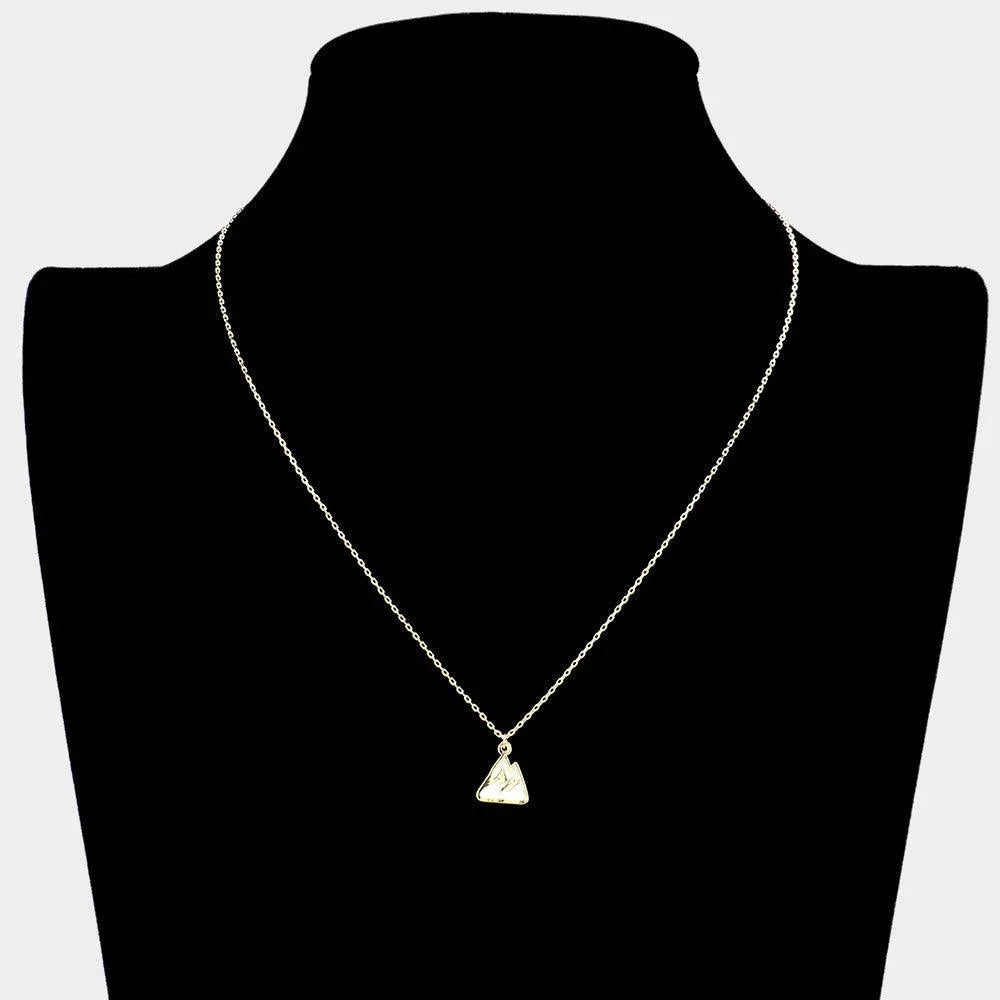 White Brass Metal Enamel Mountain Pendant Necklace - Jewelry Store by Erik Rayo