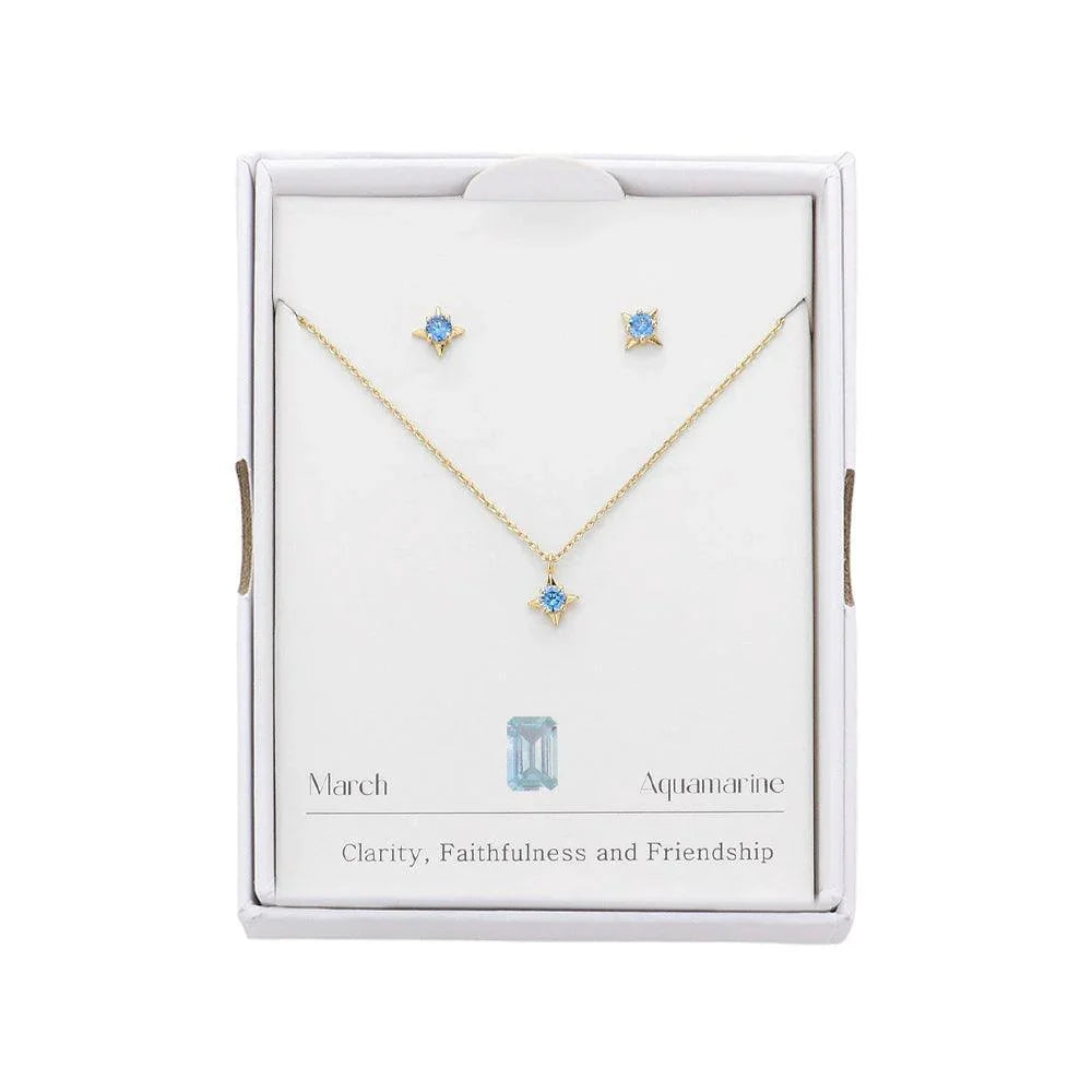 Aqua March Birthstone Pendant Necklace - Jewelry Store by Erik Rayo
