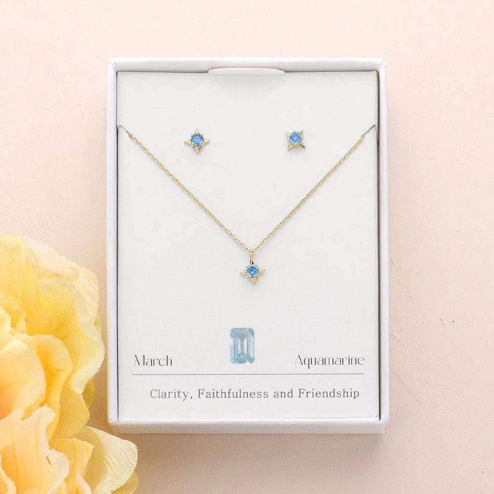 Aqua March Birthstone Pendant Necklace - Jewelry Store by Erik Rayo