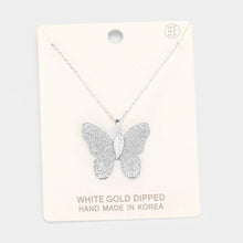 Load image into Gallery viewer, Gold White Gold Dipped Textured Butterfly Pendant Necklace
