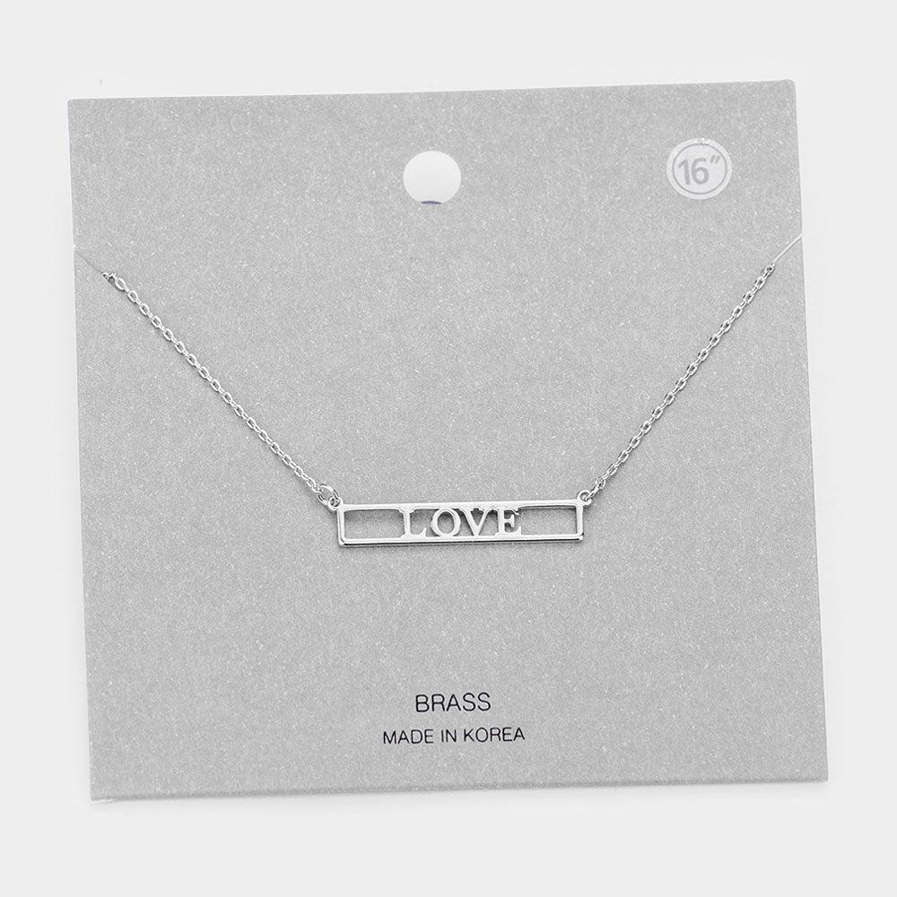 LOVE Brass Metal Pendant Necklace - Jewelry Store by Erik Rayo