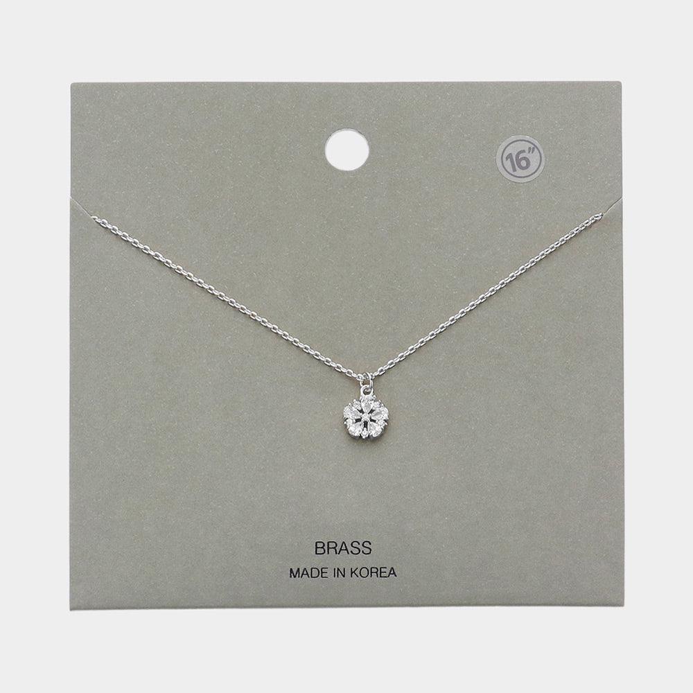 Brass Metal Stone Flower Pendant Necklace - Jewelry Store by Erik Rayo