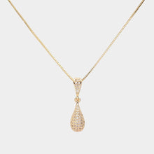Load image into Gallery viewer, Gold CZ Stone Paved Teardrop Pendant Necklace
