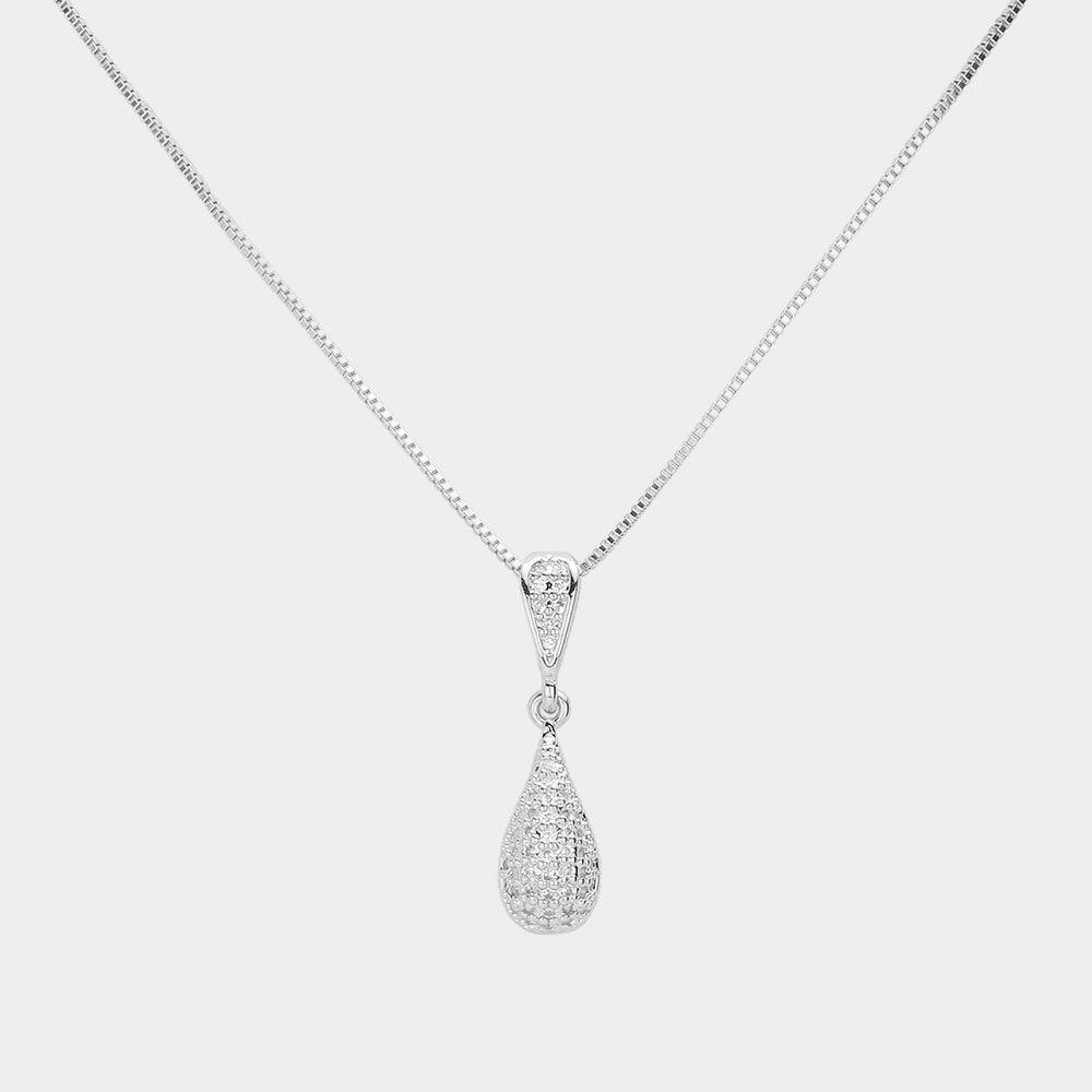 CZ Stone Paved Teardrop Pendant Necklace - Jewelry Store by Erik Rayo