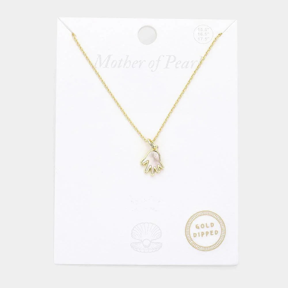 Gold Gold Dipped Mother of Pearl Hand Pendant Necklace - Jewelry Store by Erik Rayo