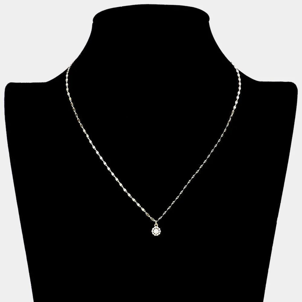 Gold Brass Meta Stone Flower Pendant Necklace - Jewelry Store by Erik Rayo