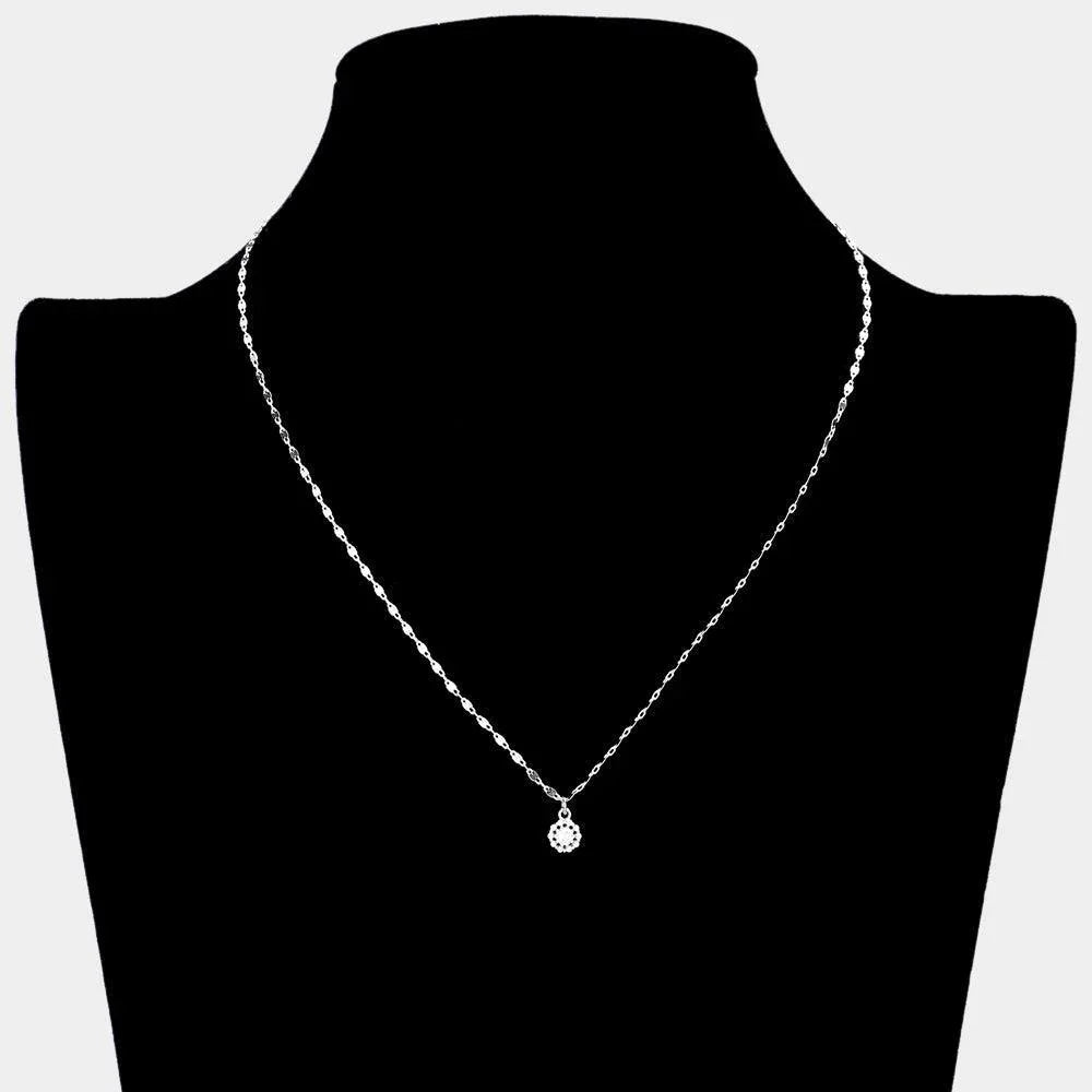 Brass Meta Stone Flower Pendant Necklace - Jewelry Store by Erik Rayo