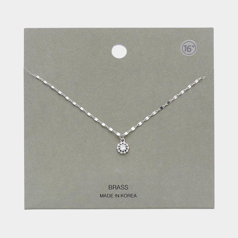 Brass Meta Stone Flower Pendant Necklace - Jewelry Store by Erik Rayo