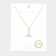 Load image into Gallery viewer, Gold Gold Dipped Mother of Pearl Whale Tail Pendant Necklace
