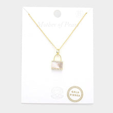 Load image into Gallery viewer, Gold Gold Dipped Mother of Pearl Lock Pendant Necklace
