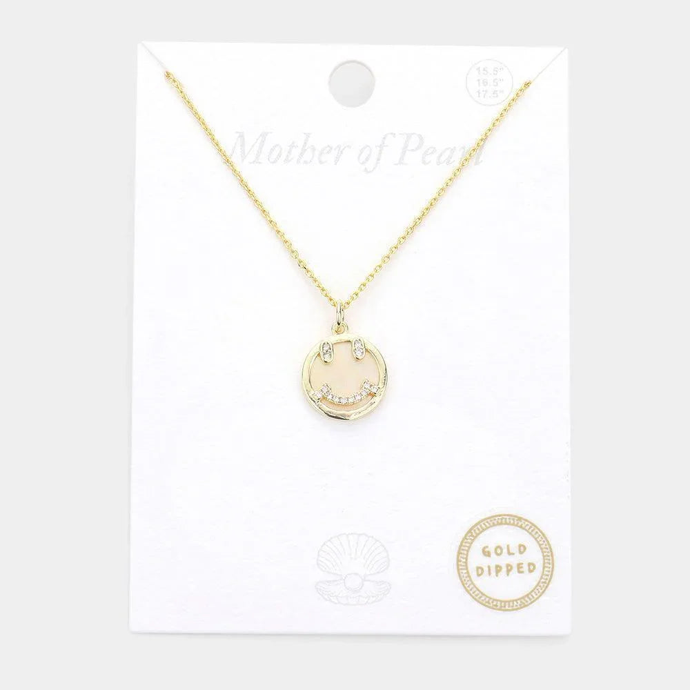 Gold Gold Dipped Mother of Pearl Smile Pendant Necklace - Jewelry Store by Erik Rayo