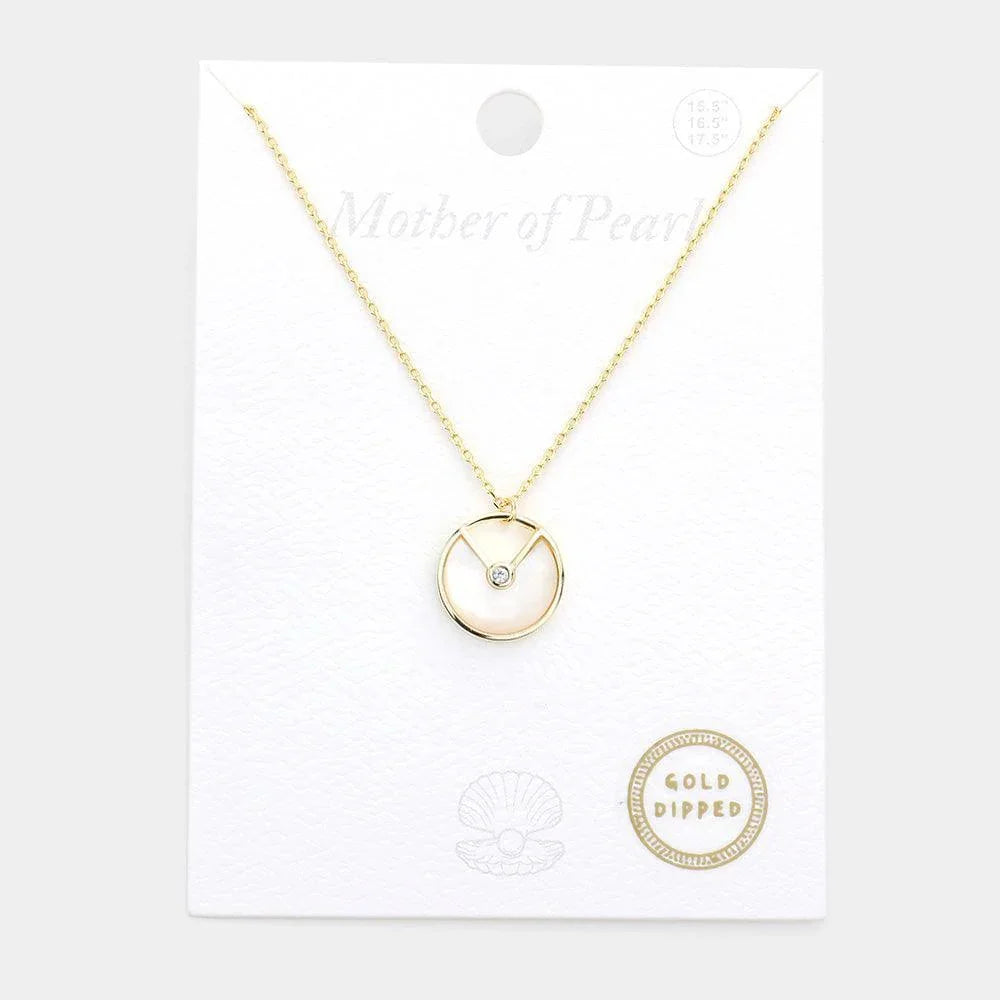 Gold Gold Dipped Geometric Mother of Pearl Pendant Necklace - Jewelry Store by Erik Rayo