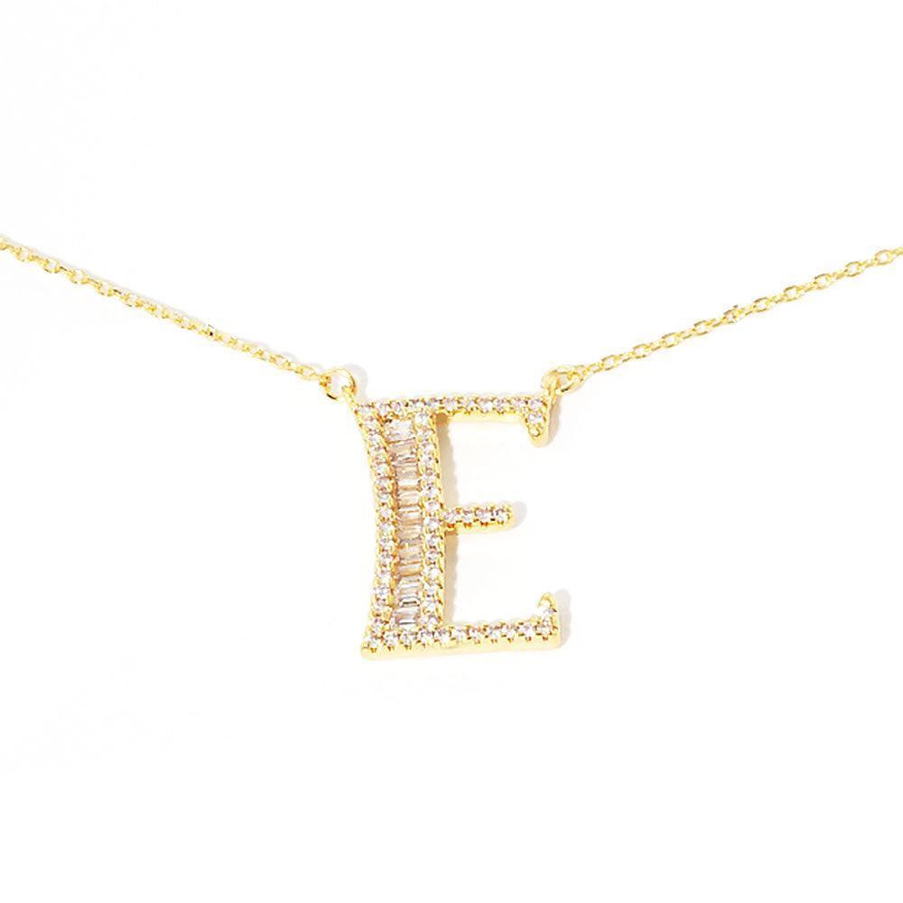 Letter E CZ Monogram Pendant Necklace - Jewelry Store by Erik Rayo