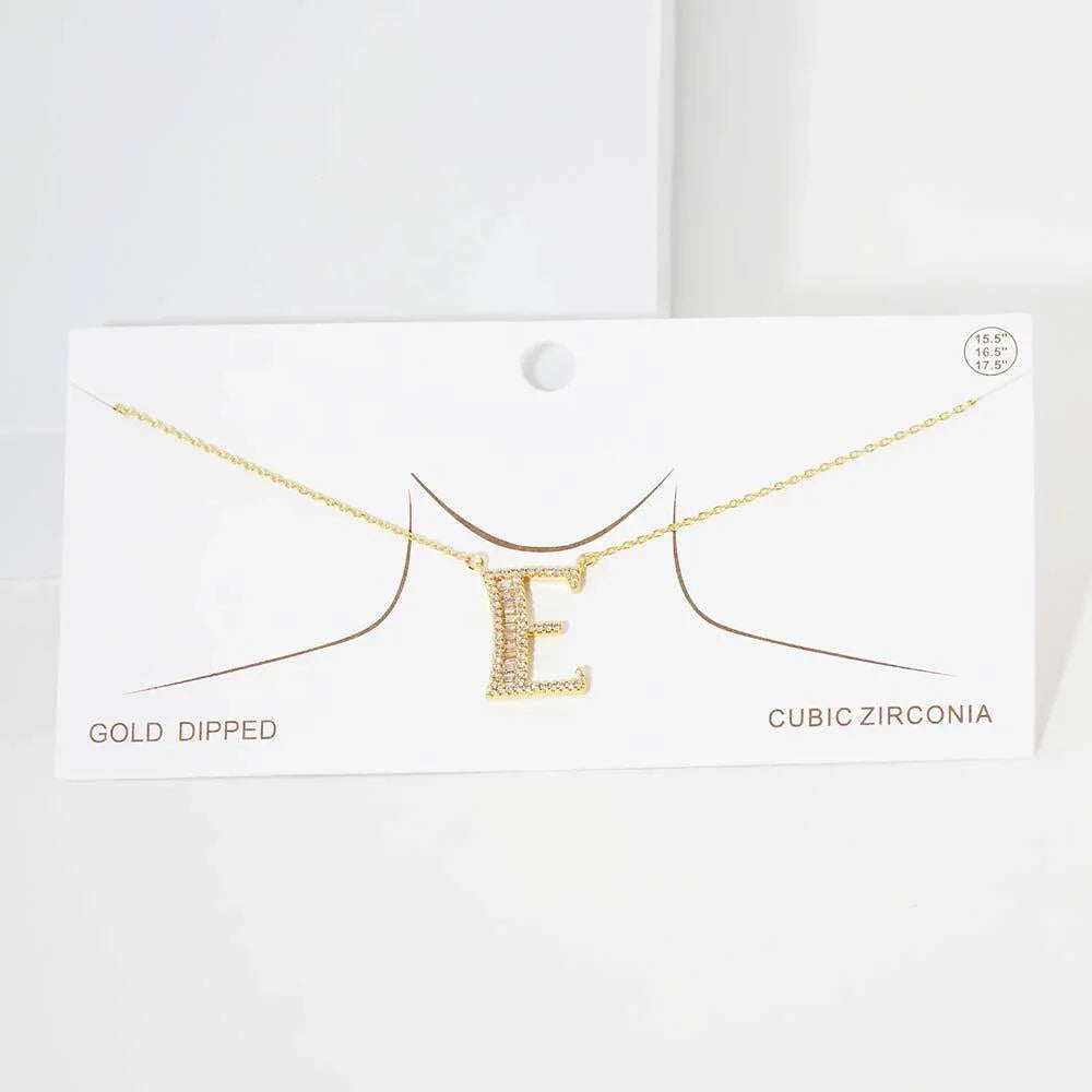 Letter E CZ Monogram Pendant Necklace - Jewelry Store by Erik Rayo