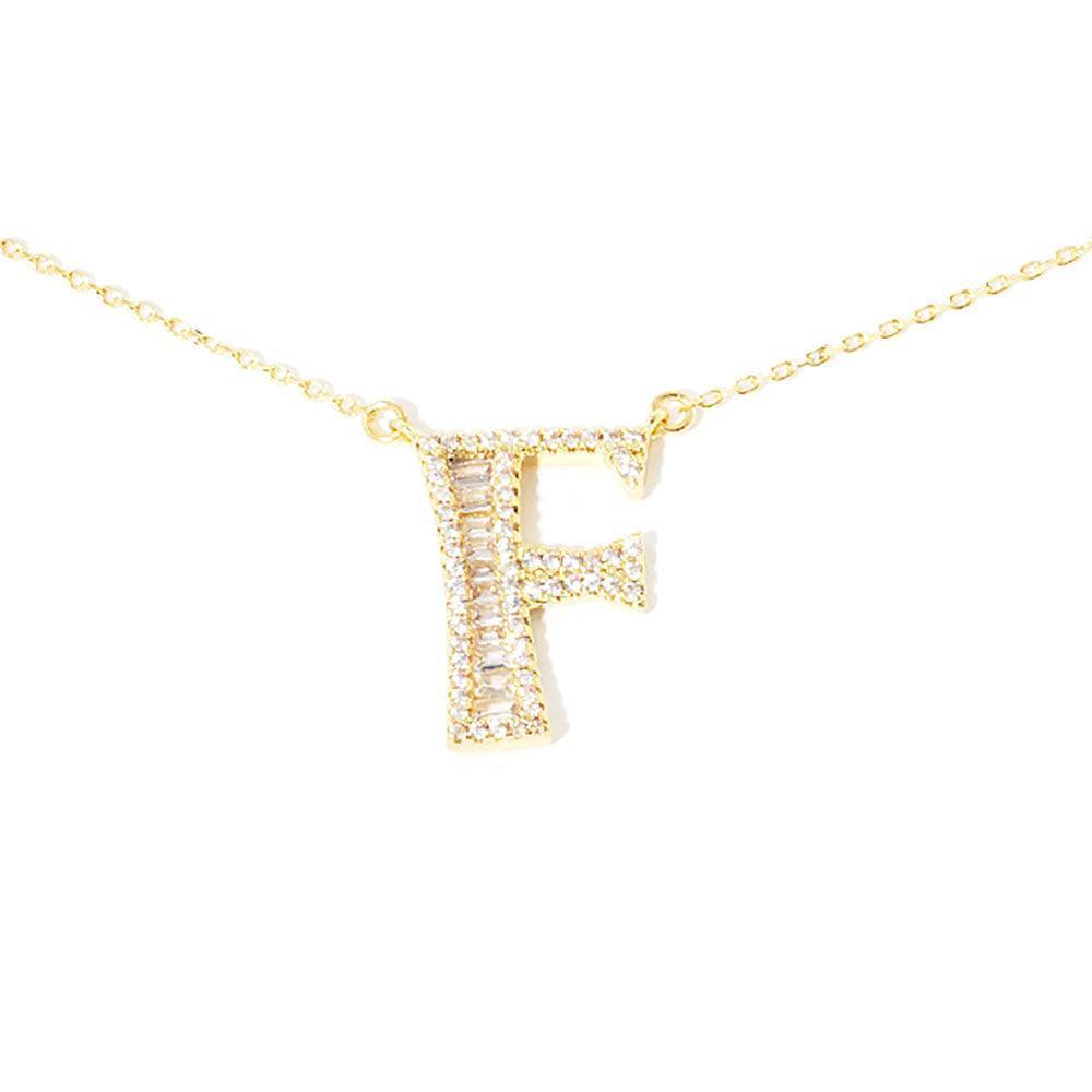 Letter F CZ Monogram Pendant Necklace - Jewelry Store by Erik Rayo