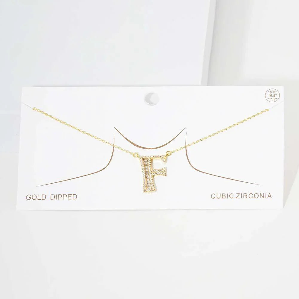 Letter F CZ Monogram Pendant Necklace - Jewelry Store by Erik Rayo