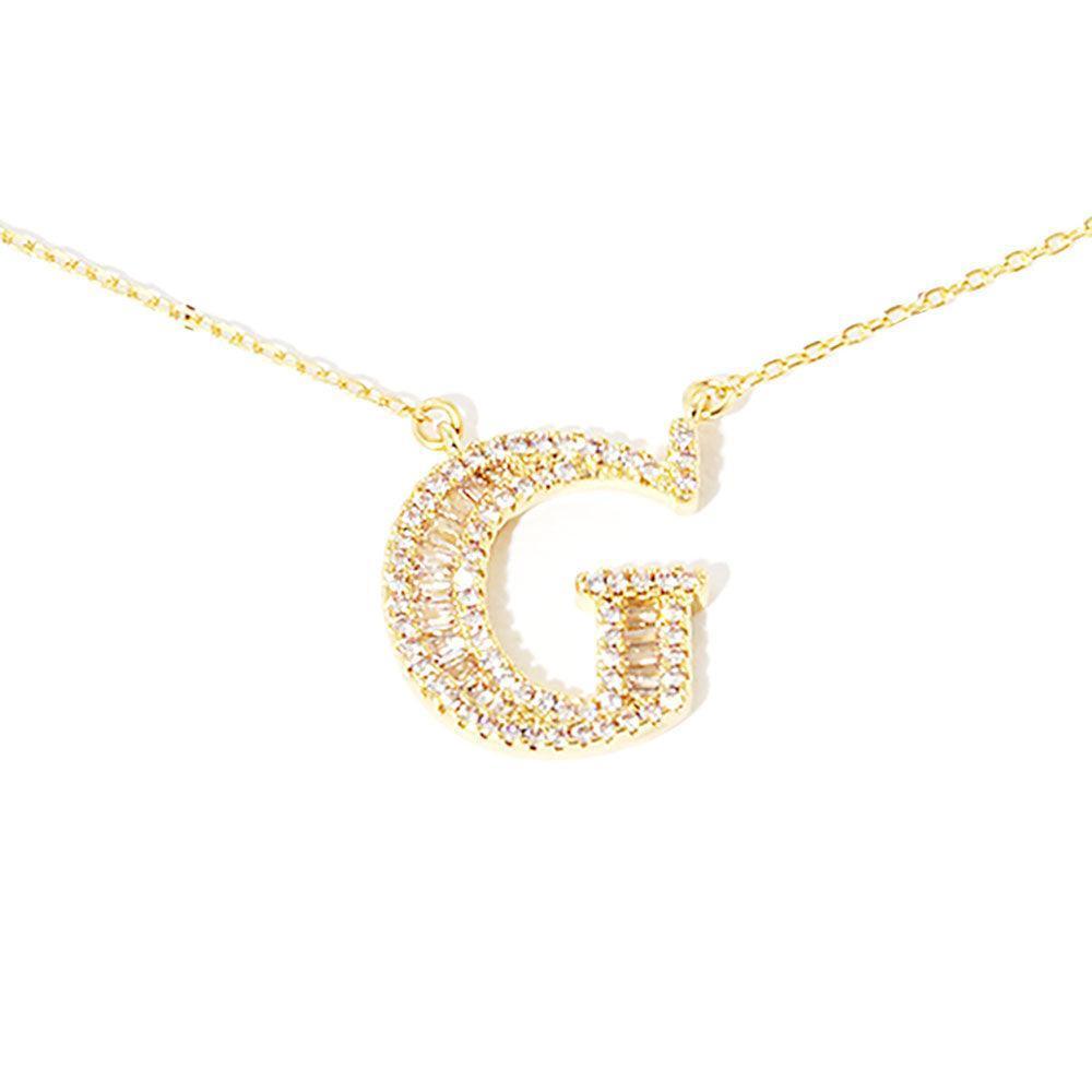 Letter G CZ Monogram Pendant Necklace - Jewelry Store by Erik Rayo