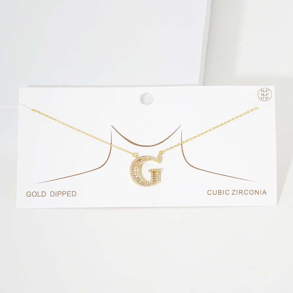 Letter G CZ Monogram Pendant Necklace - Jewelry Store by Erik Rayo