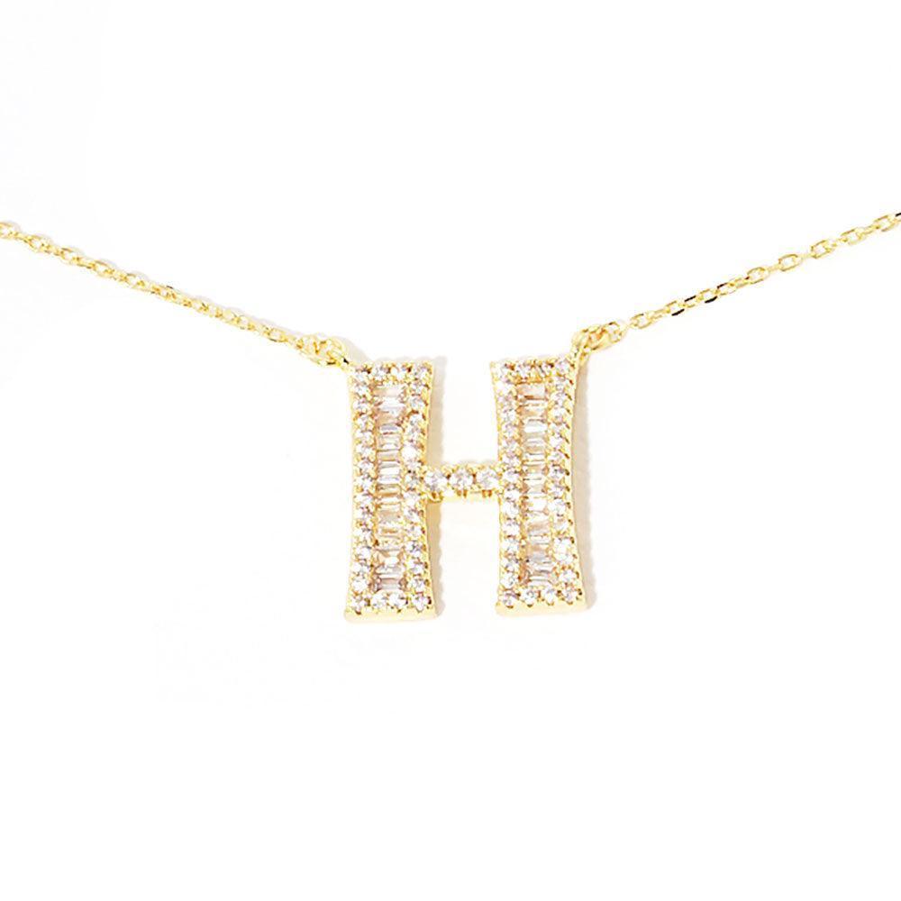 Letter H CZ Monogram Pendant Necklace - Jewelry Store by Erik Rayo