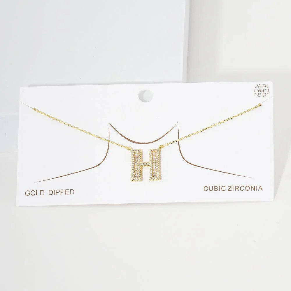 Letter H CZ Monogram Pendant Necklace - Jewelry Store by Erik Rayo