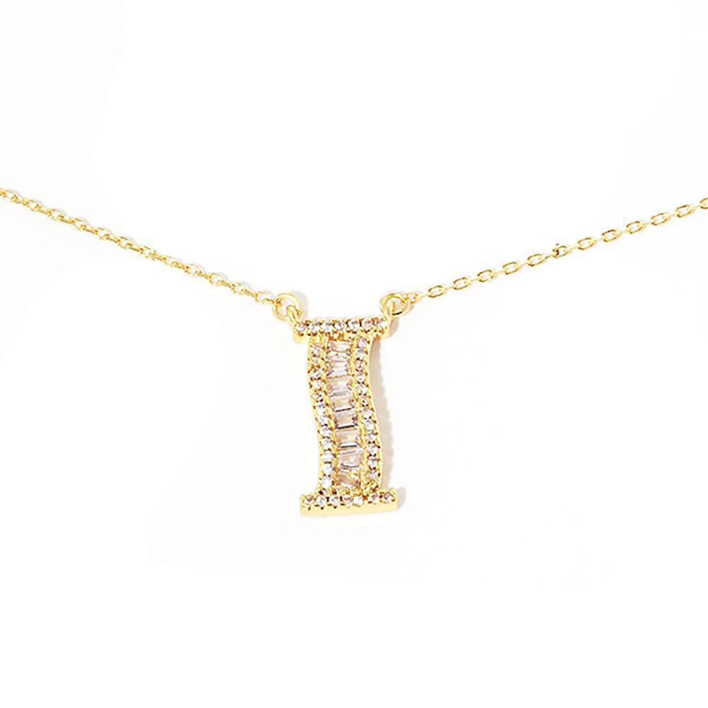 Letter I CZ Monogram Pendant Necklace - Jewelry Store by Erik Rayo