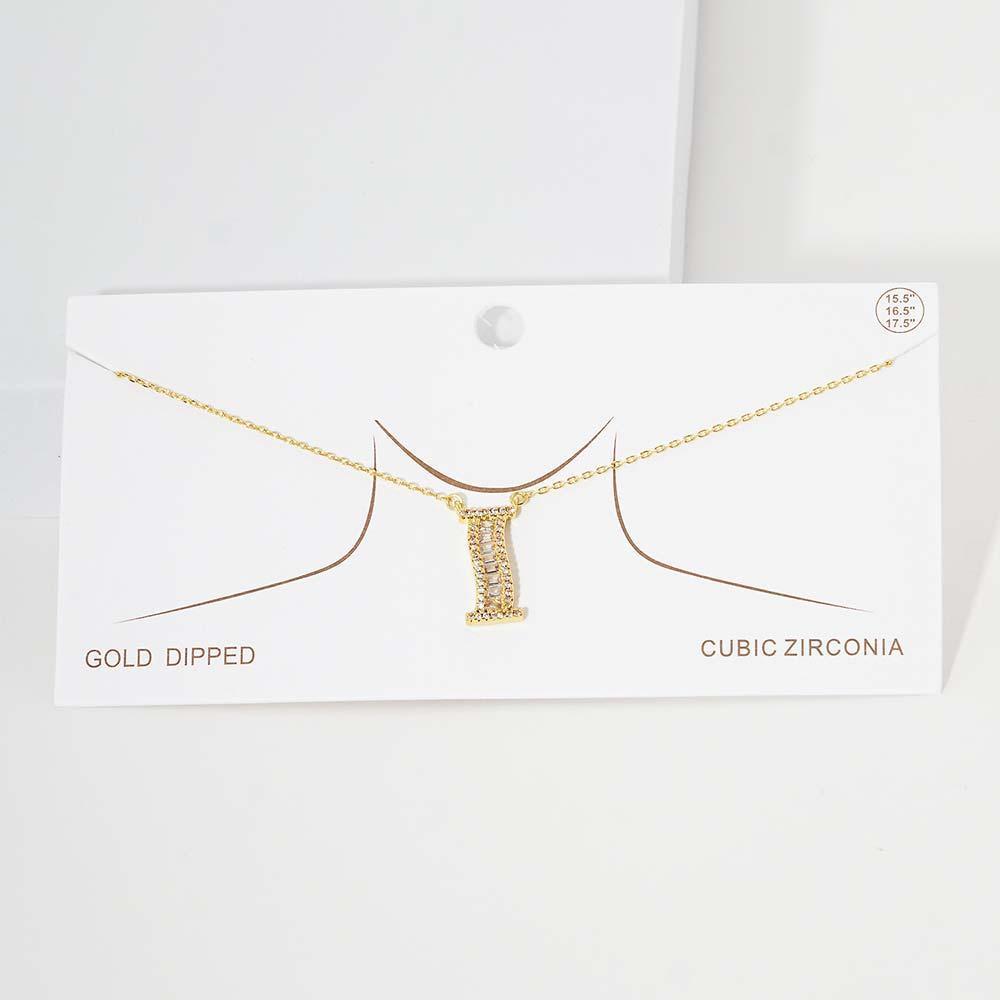 Letter I CZ Monogram Pendant Necklace - Jewelry Store by Erik Rayo