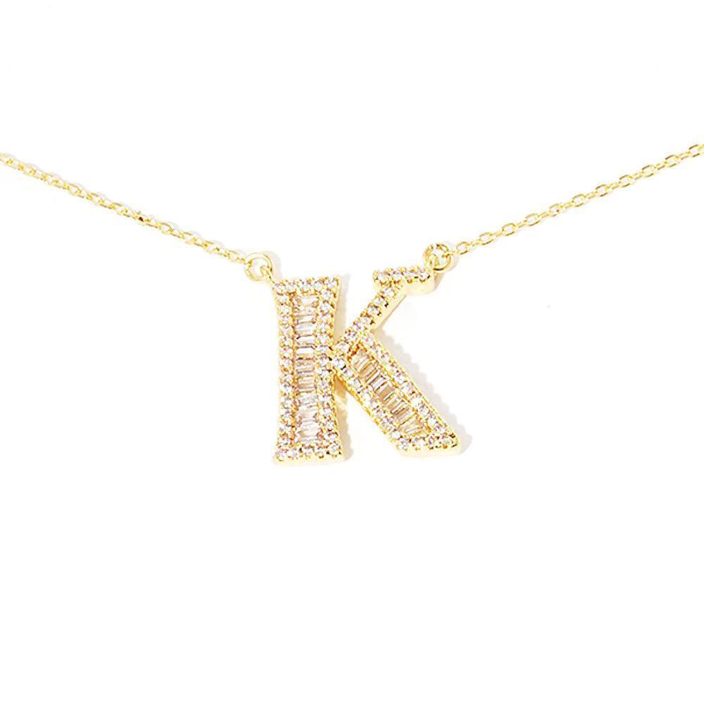 Letter K CZ Monogram Pendant Necklace - Jewelry Store by Erik Rayo