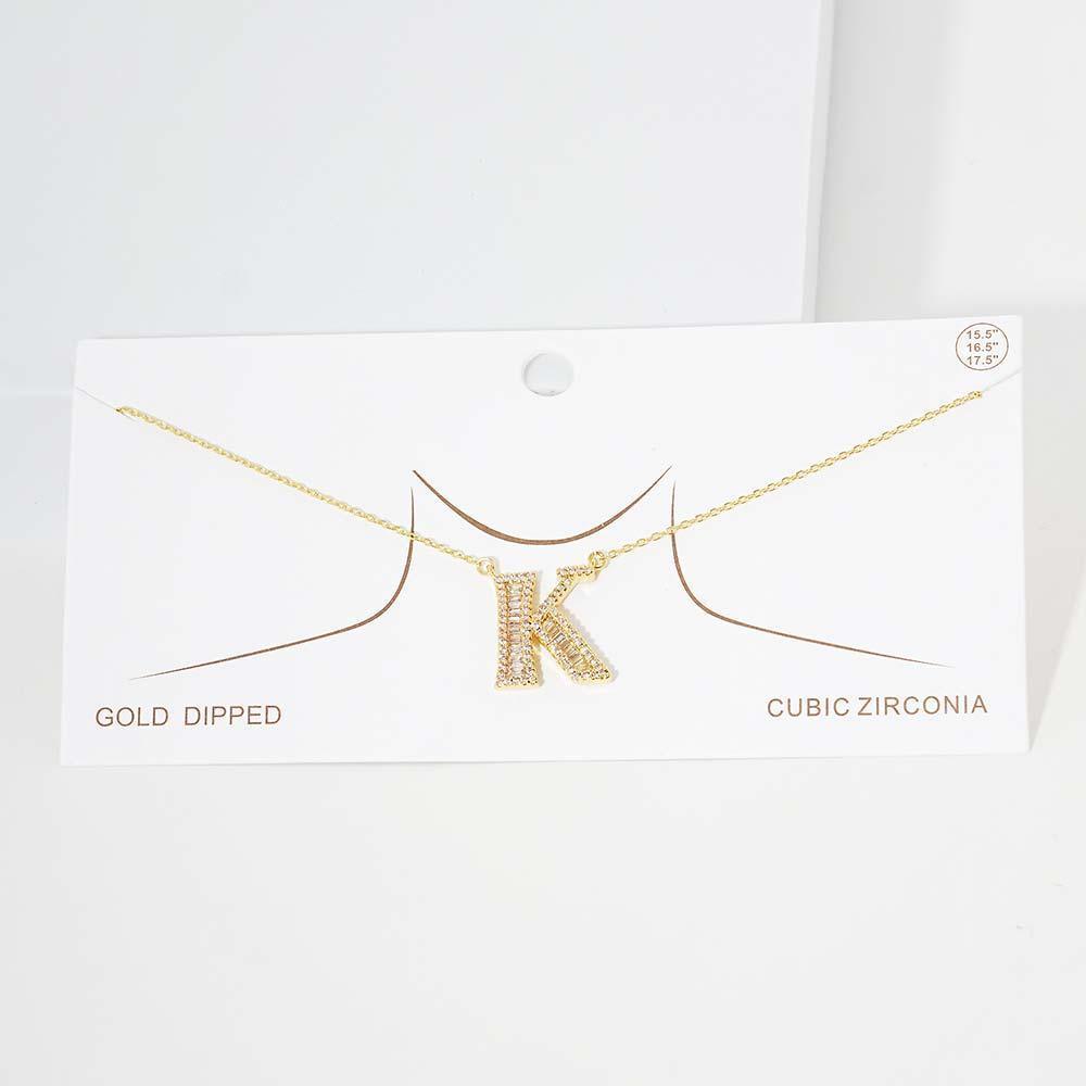 Letter K CZ Monogram Pendant Necklace - Jewelry Store by Erik Rayo