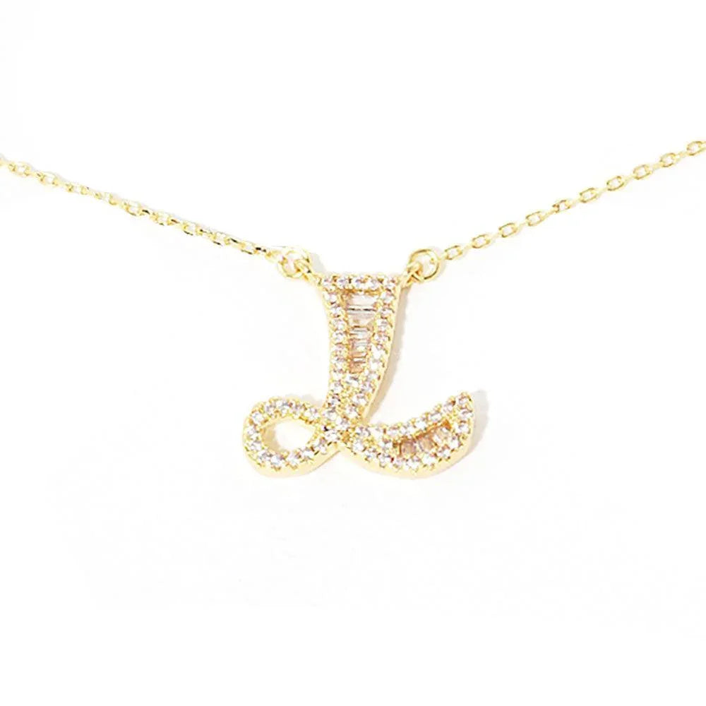 Letter L CZ Monogram Pendant Necklace - Jewelry Store by Erik Rayo