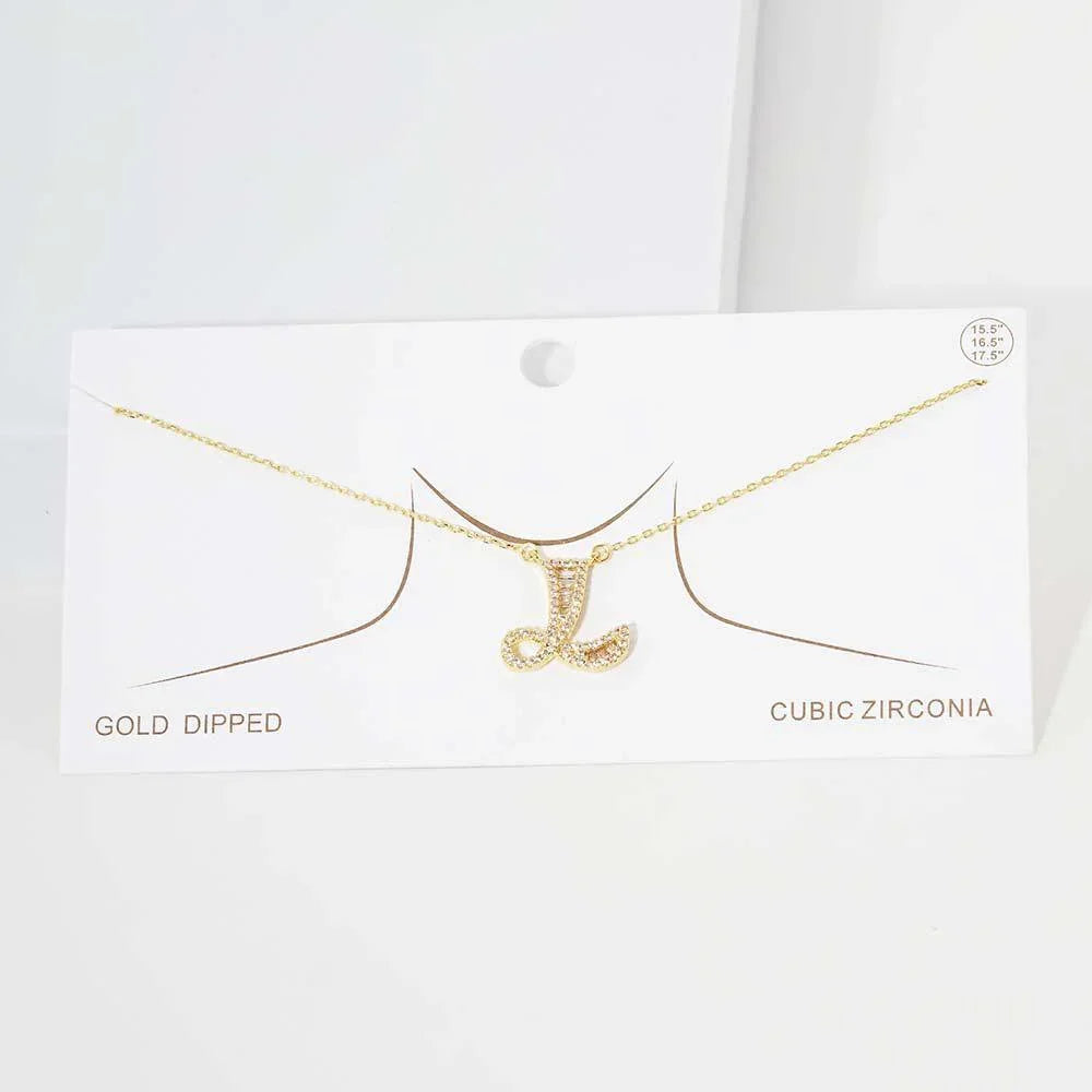 Letter L CZ Monogram Pendant Necklace - Jewelry Store by Erik Rayo