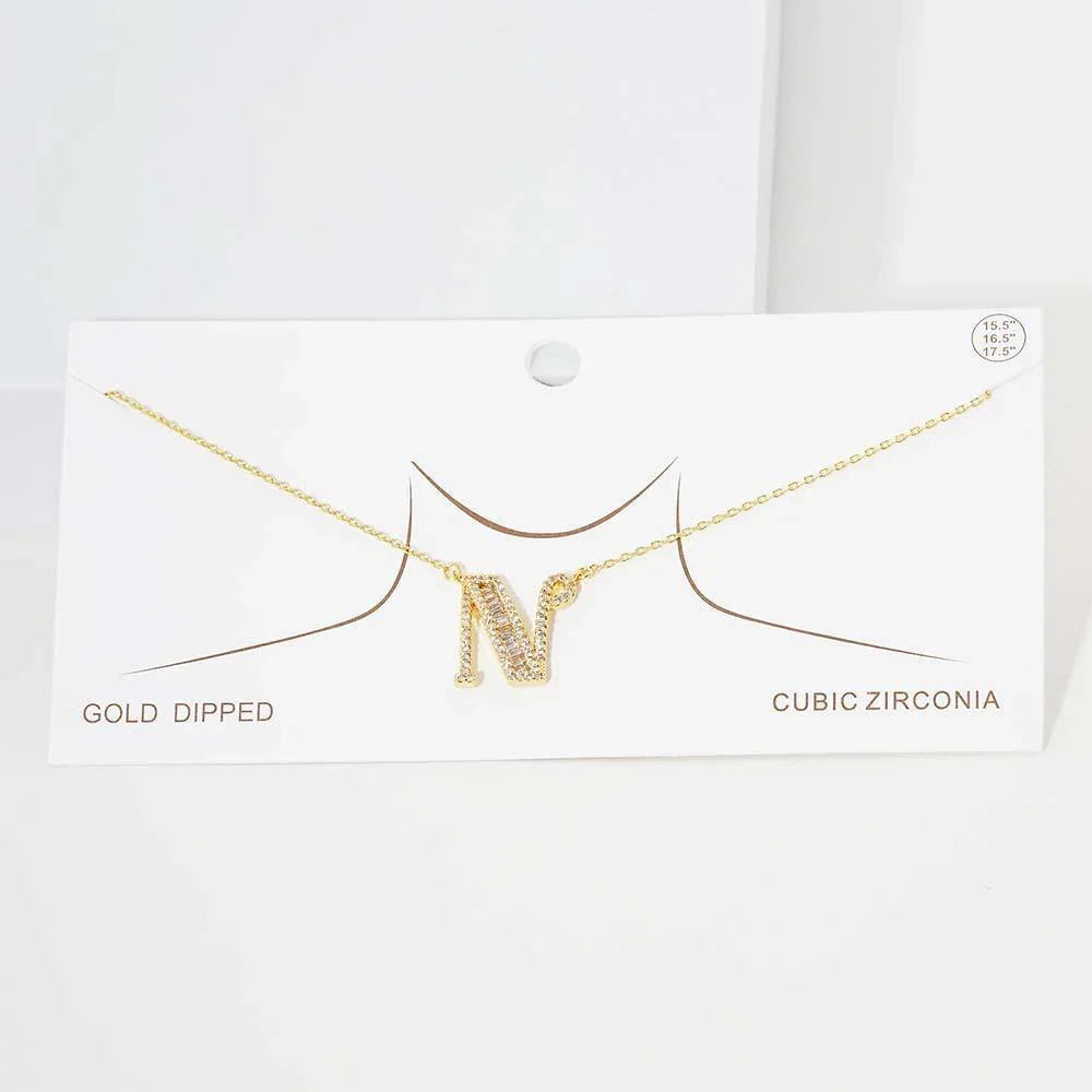 Letter N CZ Monogram Pendant Necklace - Jewelry Store by Erik Rayo