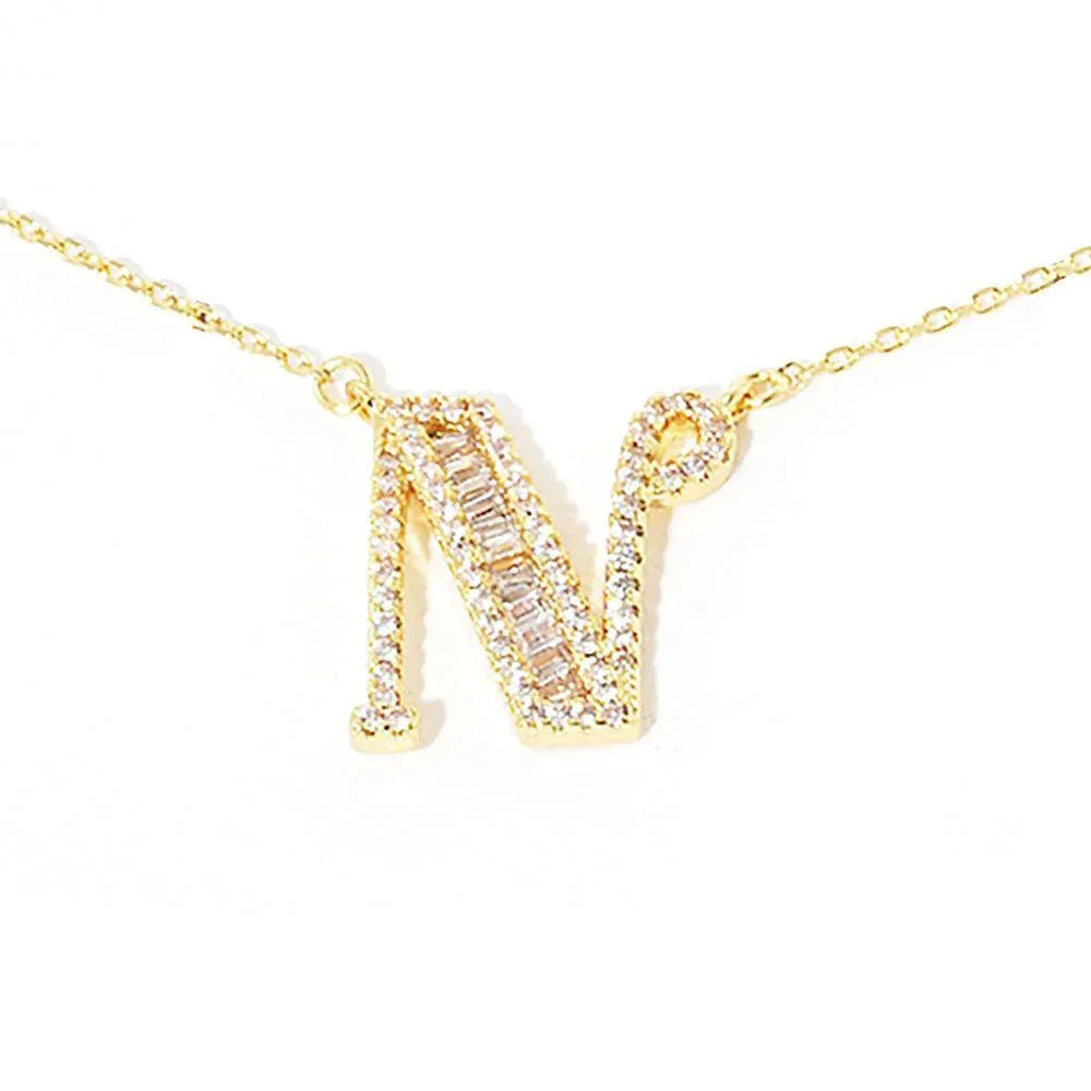 Letter N CZ Monogram Pendant Necklace - Jewelry Store by Erik Rayo