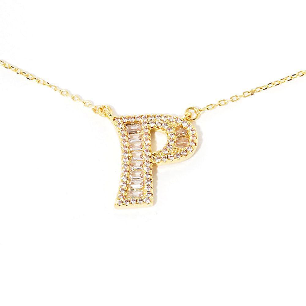Letter P CZ Monogram Pendant Necklace - Jewelry Store by Erik Rayo