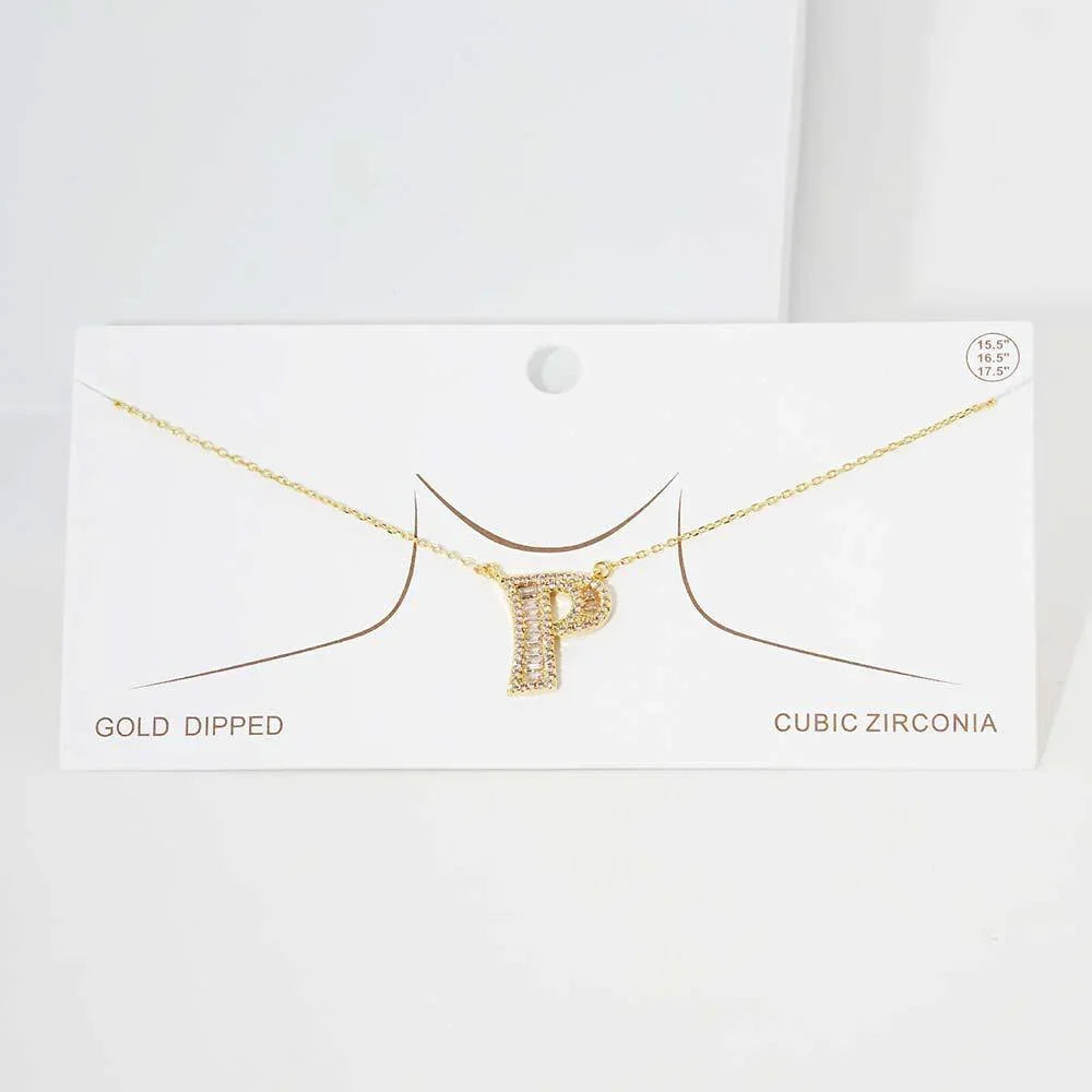 Letter P CZ Monogram Pendant Necklace - Jewelry Store by Erik Rayo