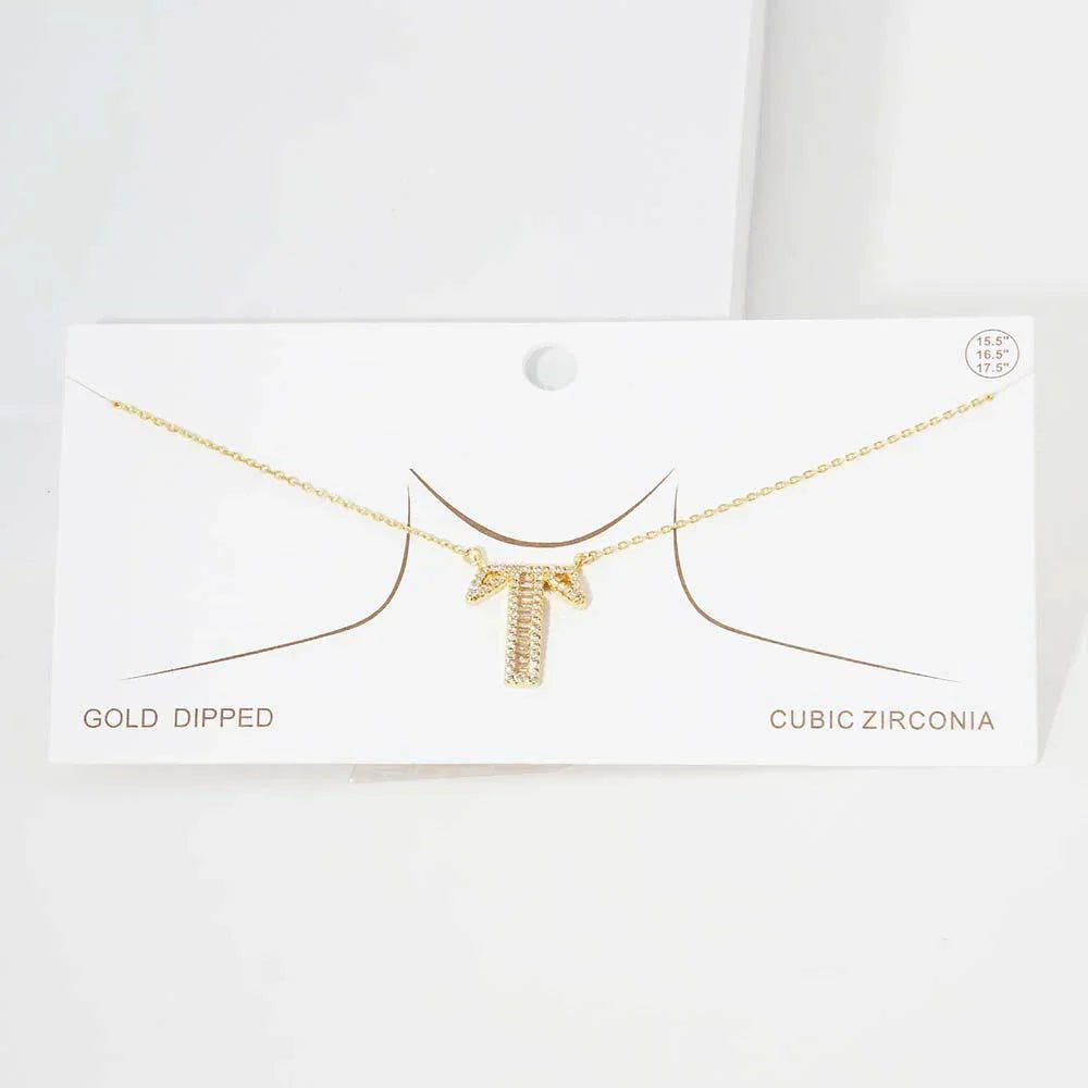 Letter T CZ Monogram Pendant Necklace - Jewelry Store by Erik Rayo