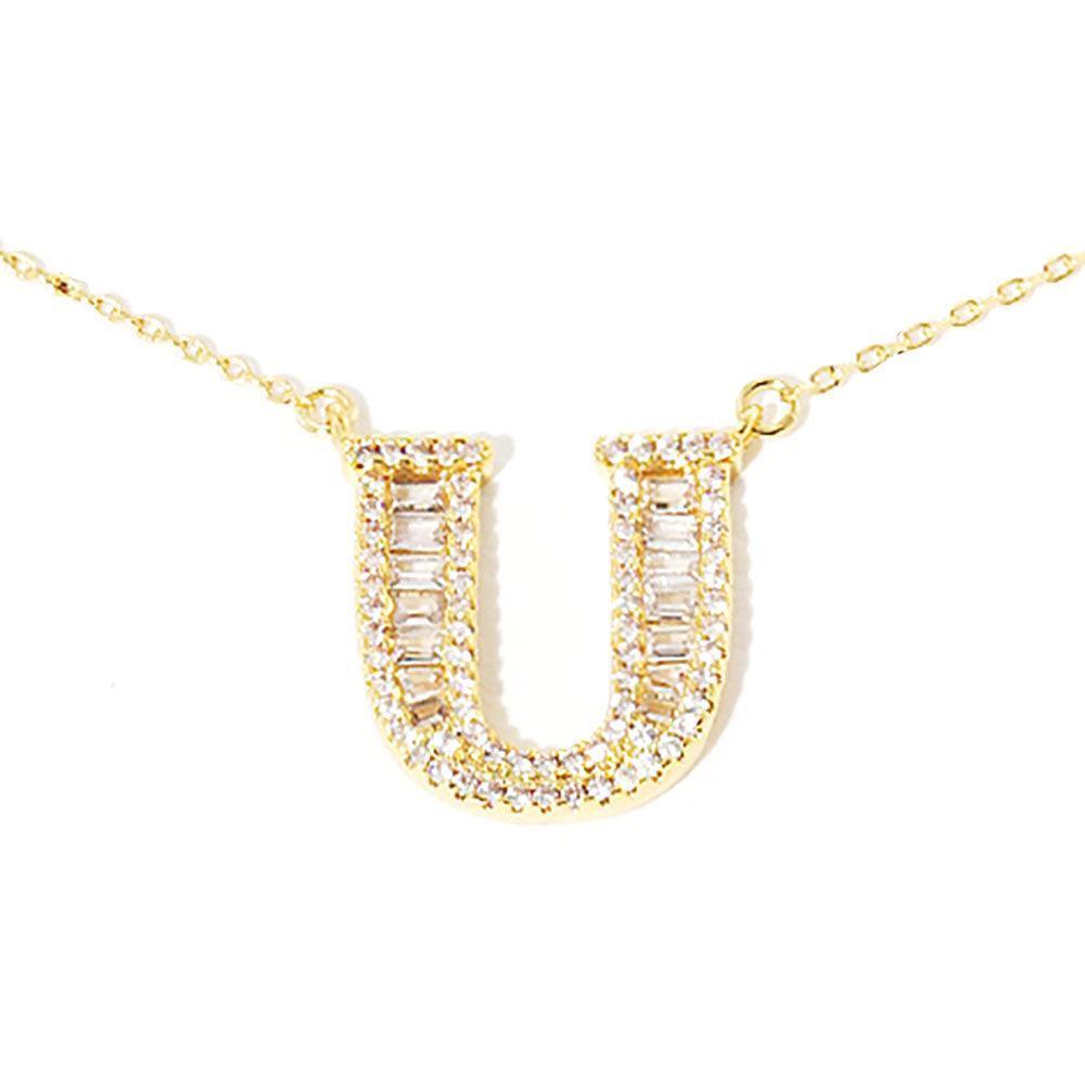 Letter U CZ Monogram Pendant Necklace - Jewelry Store by Erik Rayo