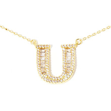 Load image into Gallery viewer, Letter U CZ Monogram Pendant Necklace
