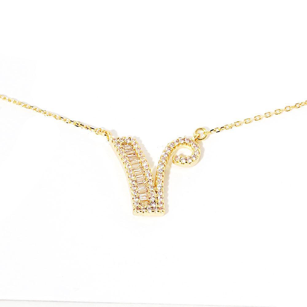 Letter V CZ Monogram Pendant Necklace - Jewelry Store by Erik Rayo