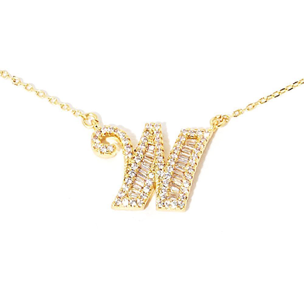 Letter W CZ Monogram Pendant Necklace - Jewelry Store by Erik Rayo