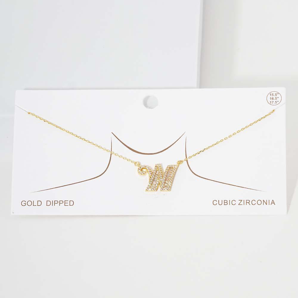 Letter W CZ Monogram Pendant Necklace - Jewelry Store by Erik Rayo