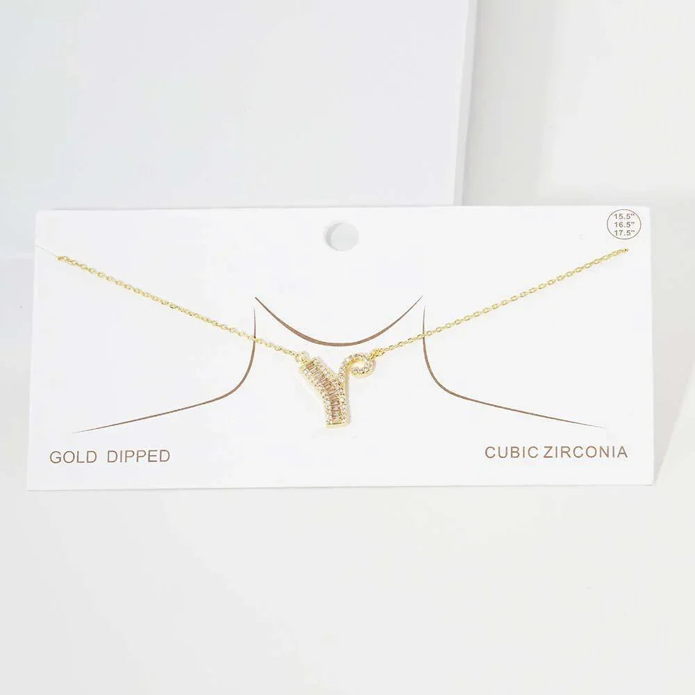 Letter Y CZ Monogram Pendant Necklace - Jewelry Store by Erik Rayo