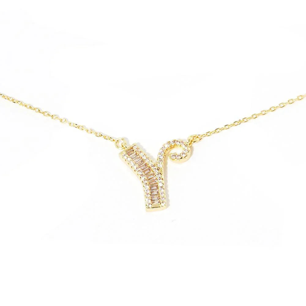 Letter Y CZ Monogram Pendant Necklace - Jewelry Store by Erik Rayo