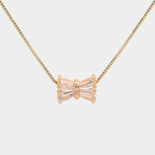 Load image into Gallery viewer, Gold Stone Embellished Ribbon Pendant Necklace
