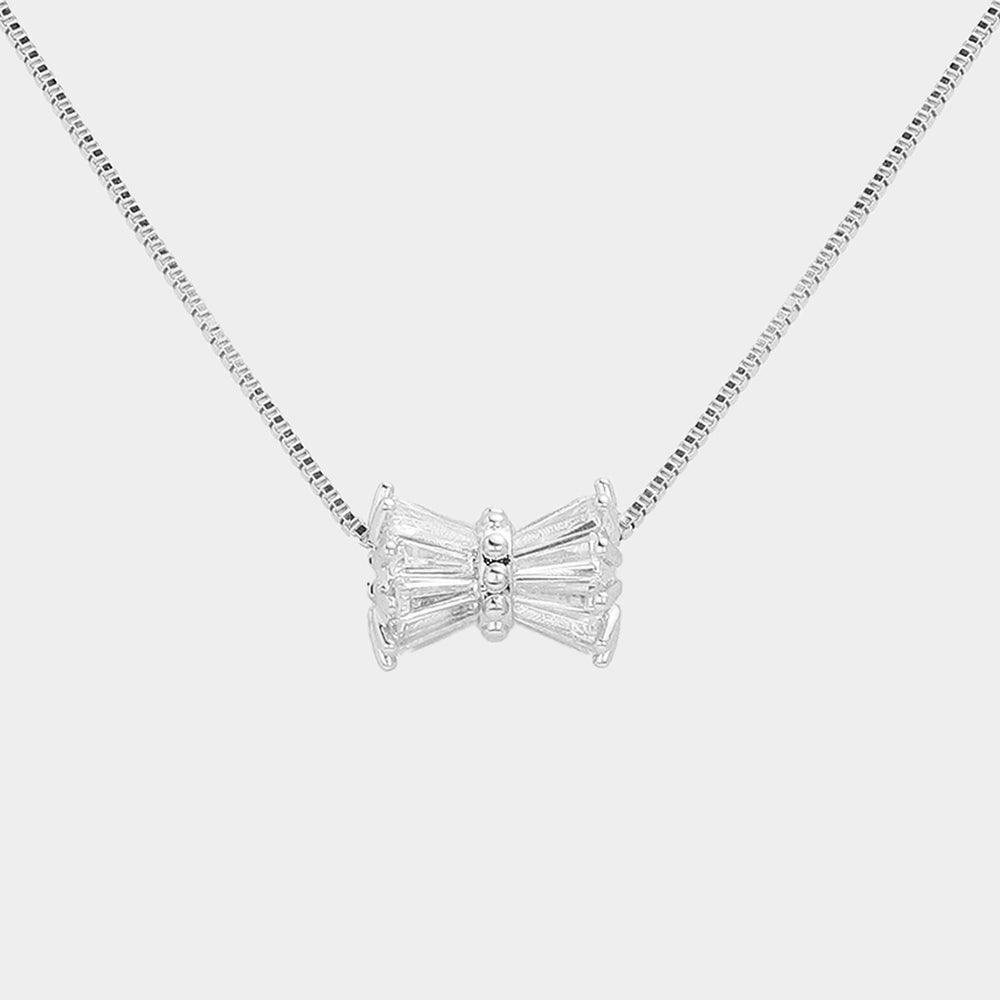 Stone Embellished Ribbon Pendant Necklace - Jewelry Store by Erik Rayo